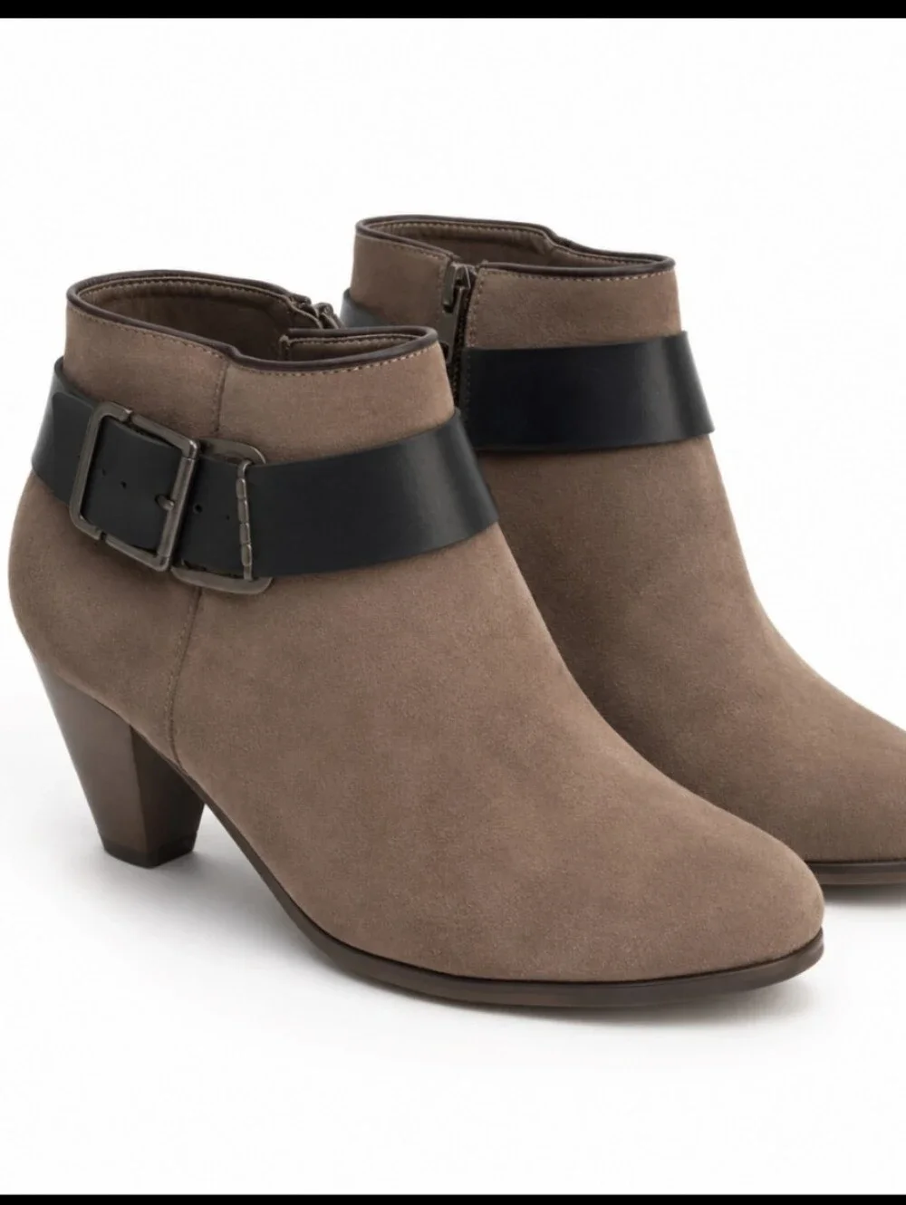 Michael by Michael Shannon Jessalyn Taupe Faux Suede Buckle Ankle Booties Sz 9.5